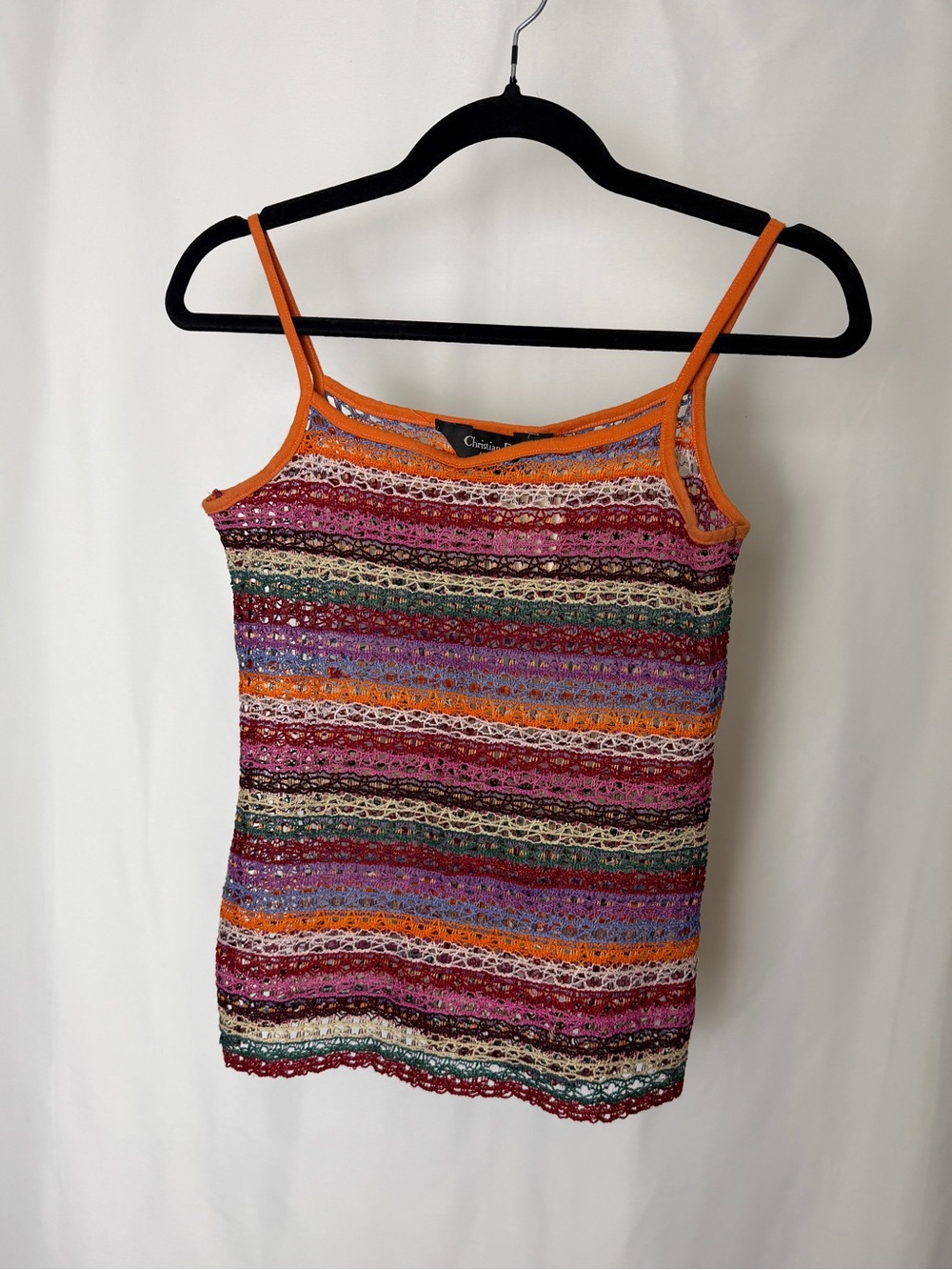 Christian Dior Crochet Tank Top with Orange Trim